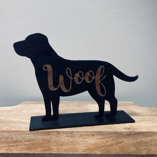 Large Black Wooden Dog Ornament