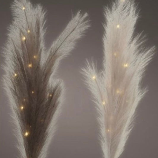 Pair of Fluffy Silk Pampas Plumes with LED's