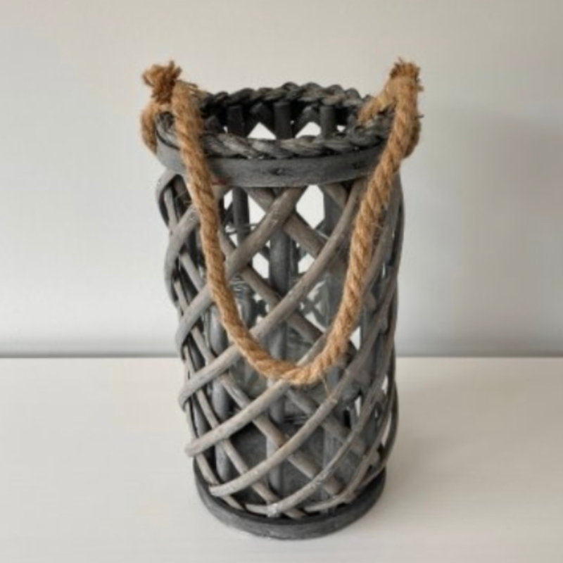 Grey Woven Lantern