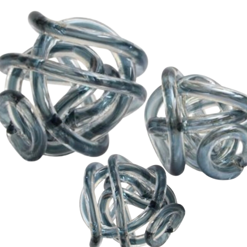 Fifty Five South Grey Glass Knot Ornaments (Set of 3)