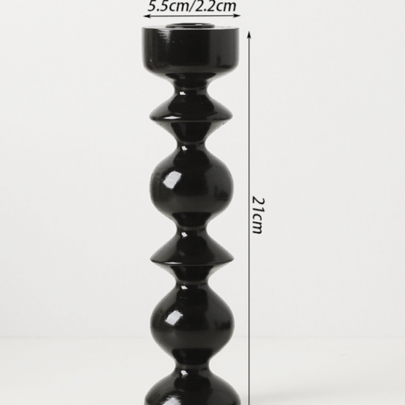 Set of Large Black Wooden Candle holders