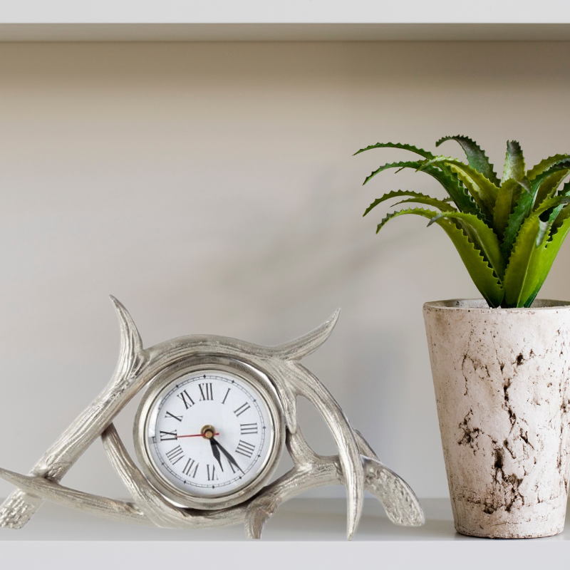 Silver Antler Clock