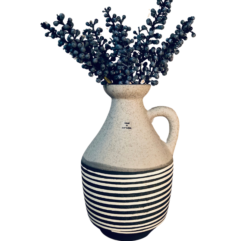 Striped Earthenware Jug Vase