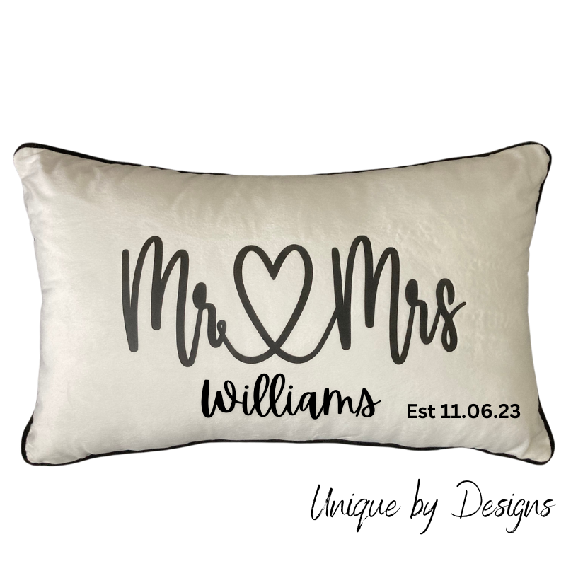 'Mr & Mrs' Wedding Cushion (30x50) (CAN BE PERSONALISED IF REQUIRED)