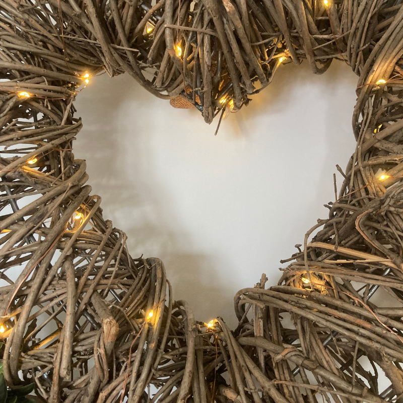 Large LED Heart Twig Wreath Decoration