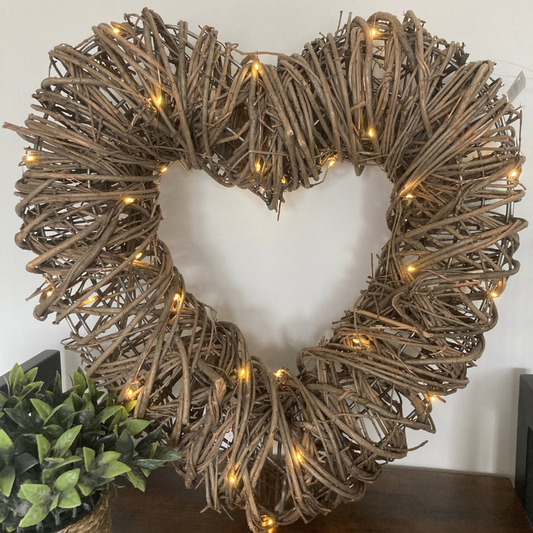 Large LED Heart Twig Wreath Decoration