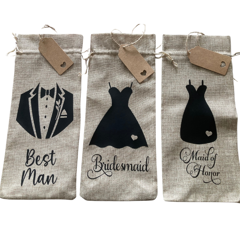 Set of 3 Wedding Day Gift Bottle Bags