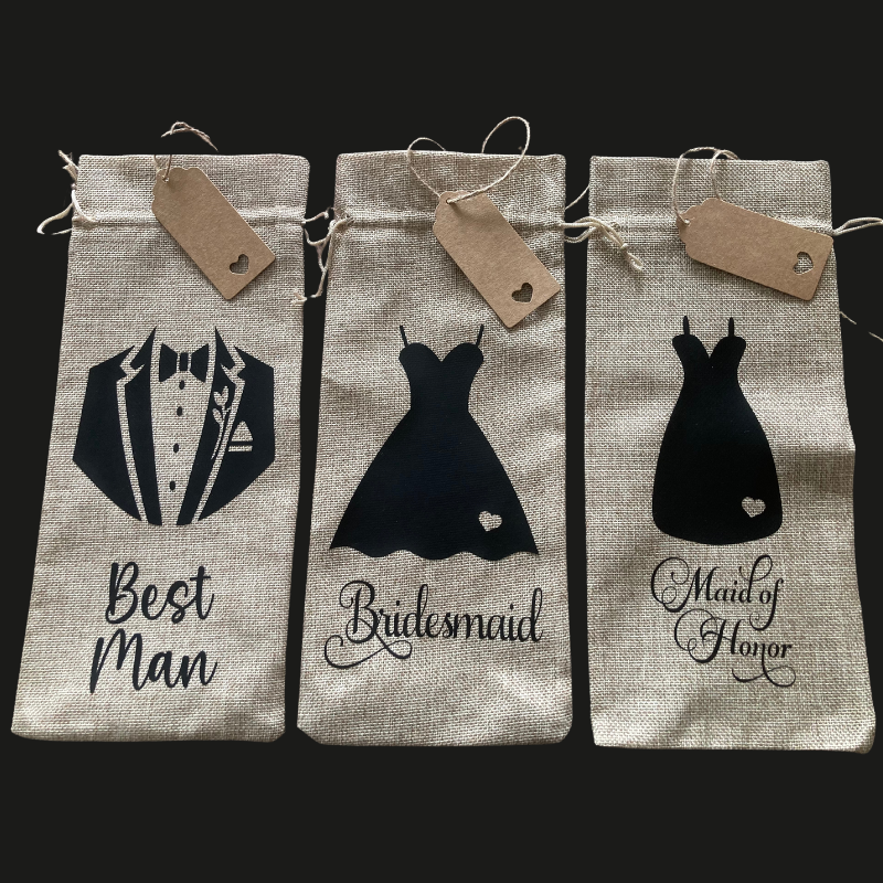 Set of 3 Wedding Day Gift Bottle Bags