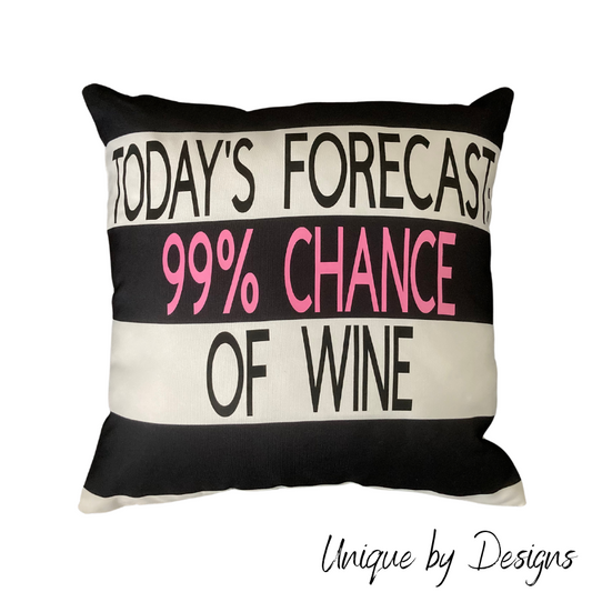 Black and White Stripe 99% Chance of Wine Cushion (45x45)