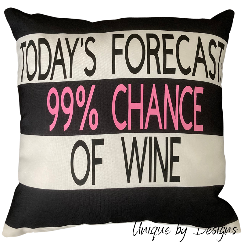 Black and White Stripe 99% Chance of Wine Cushion (45x45)