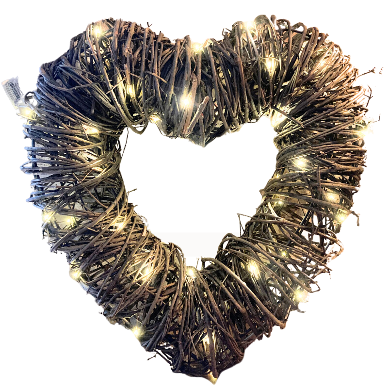 Large LED Heart Twig Wreath Decoration