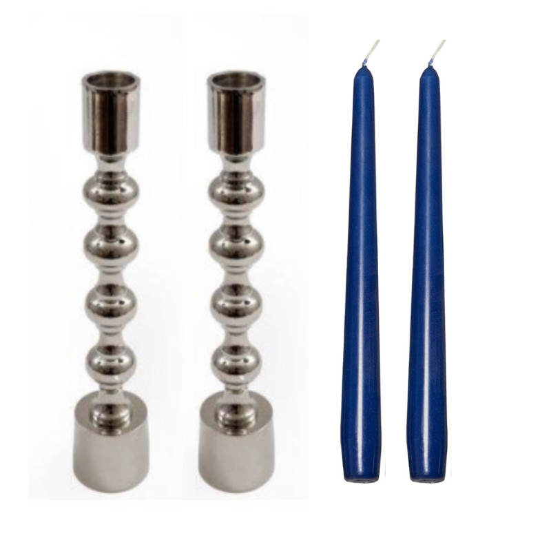 Metallic Silver Candlesticks