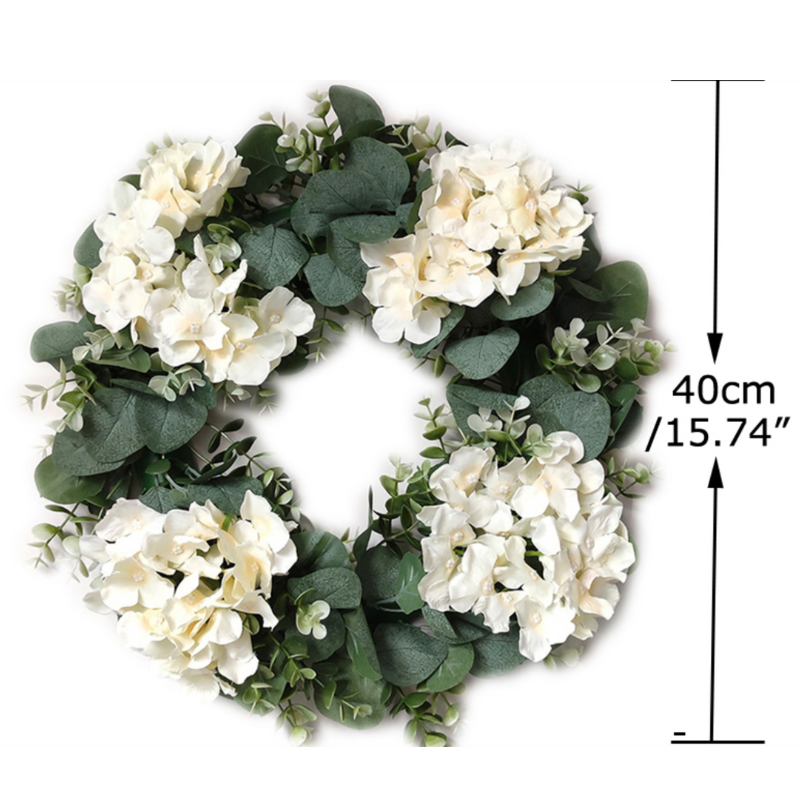 Large White Hydrangea Floral Wreath