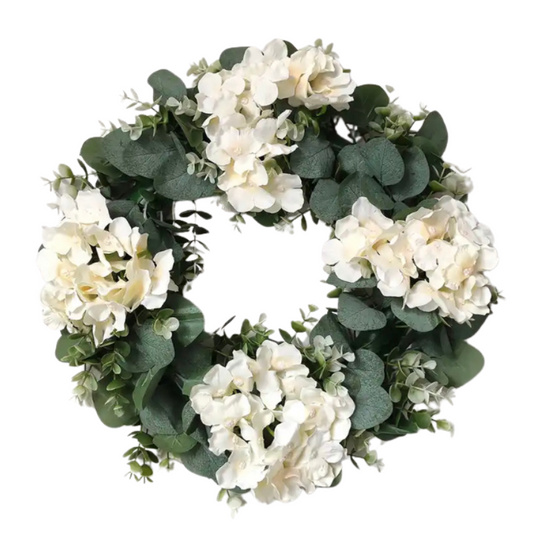 Large White Hydrangea Floral Wreath