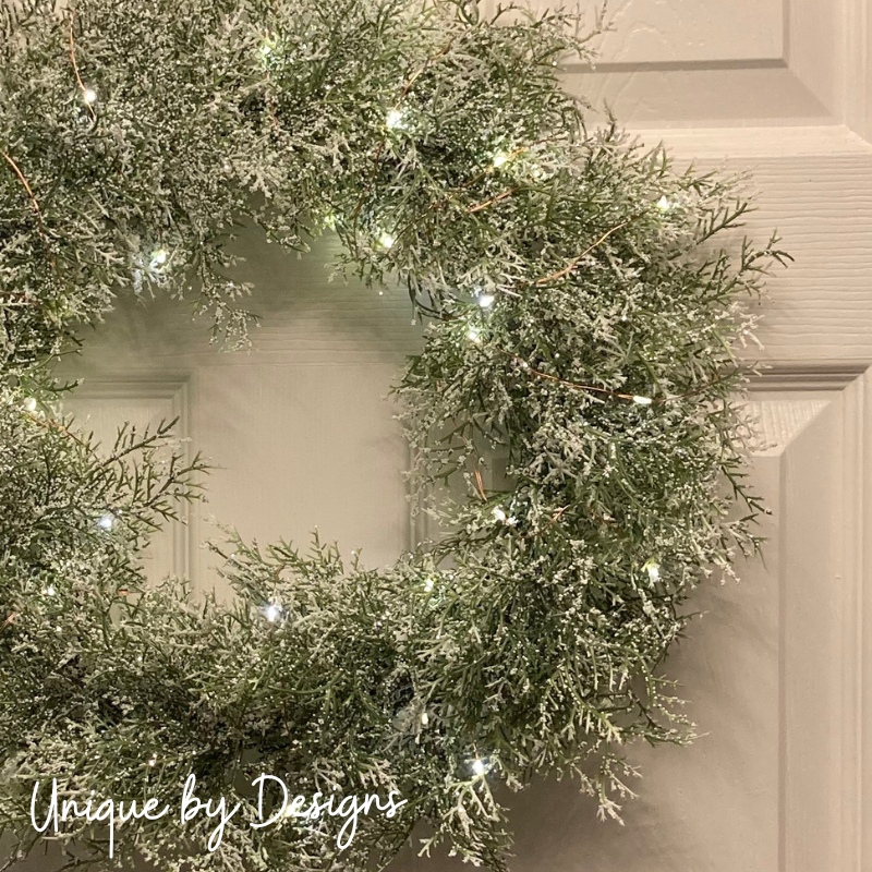 Shimmering Cedar Wreath Decoration with LED's