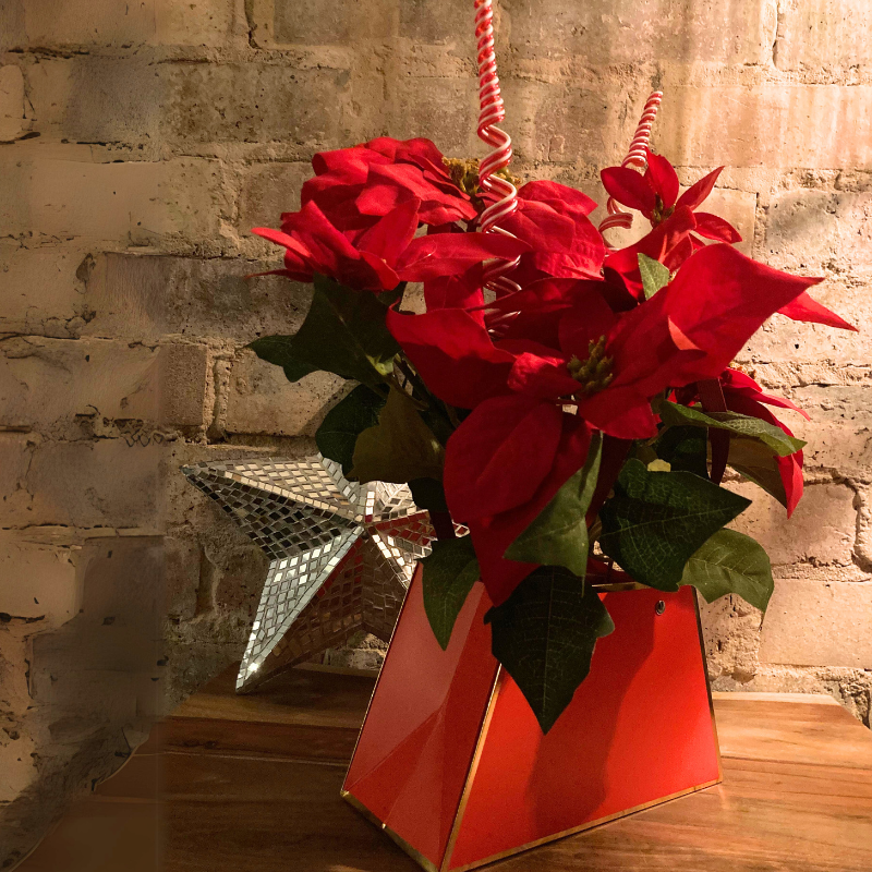 Silk Poinsettia in Gift Handbag