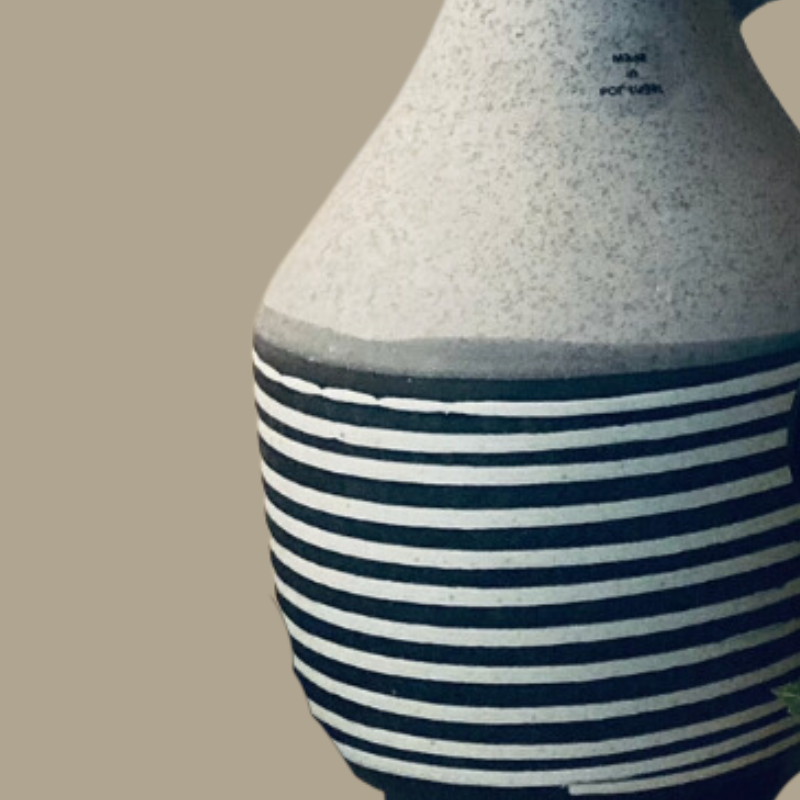 Striped Earthenware Jug Vase