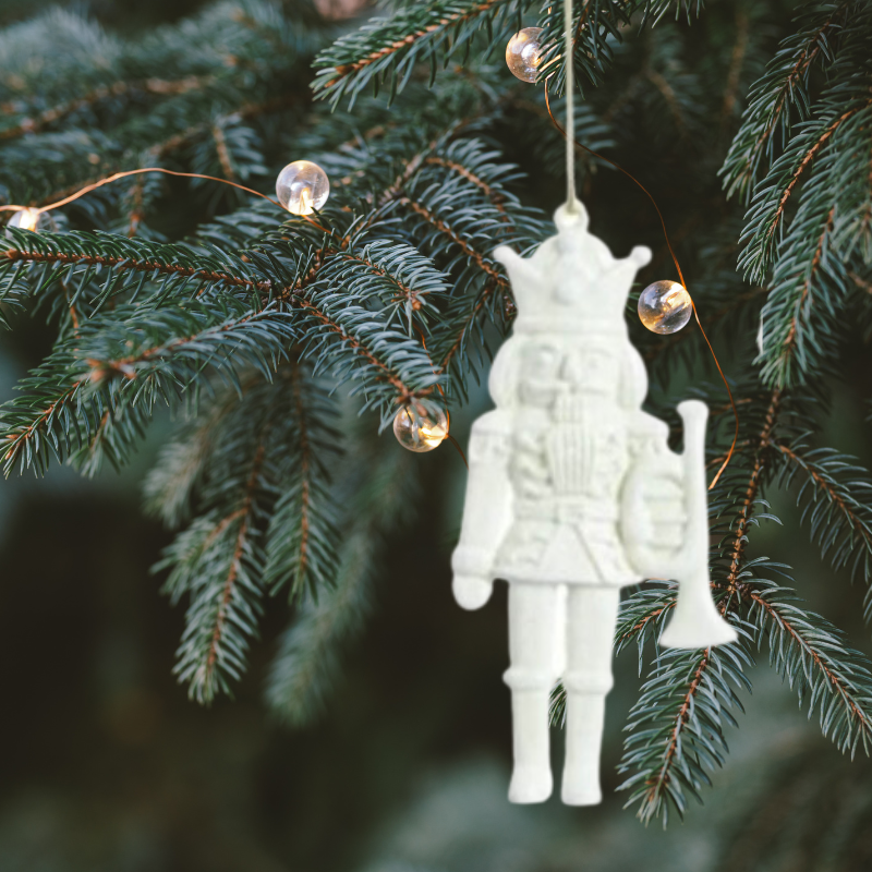 White Nutcracker Hanging Decoration (Trumpet)