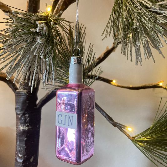 Pink Glass Gin Bottle Decoration