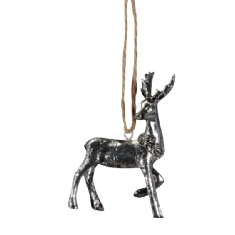 Pair of Silver Hanging Reindeers