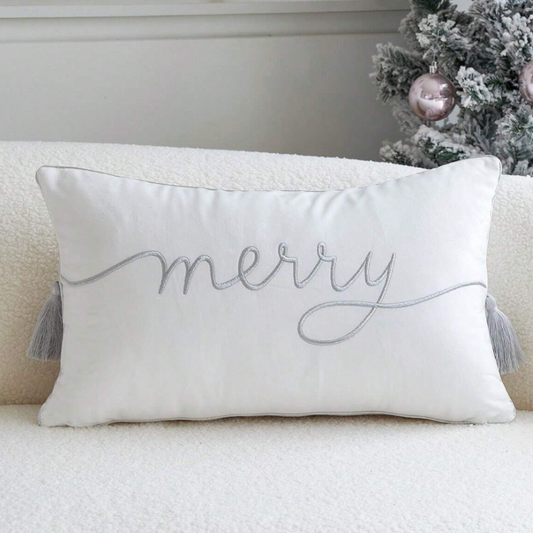 White Christmas Tassel Cushion (30x50) (ONLY 1 LEFT!!)