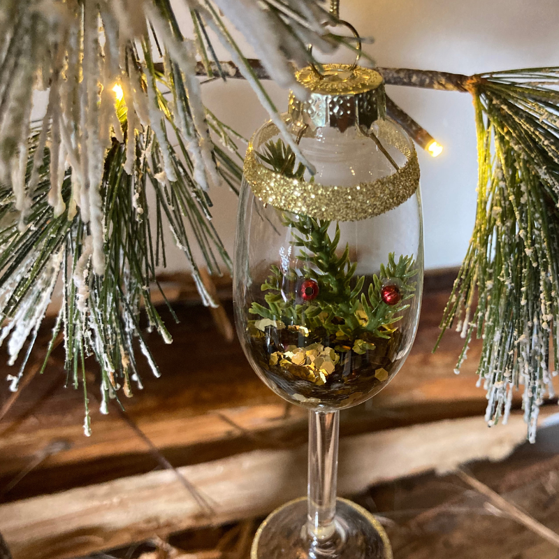 Festive Wine Glass Decoration