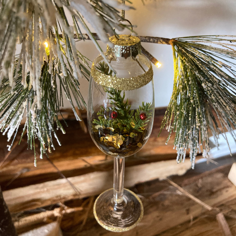 Festive Wine Glass Decoration