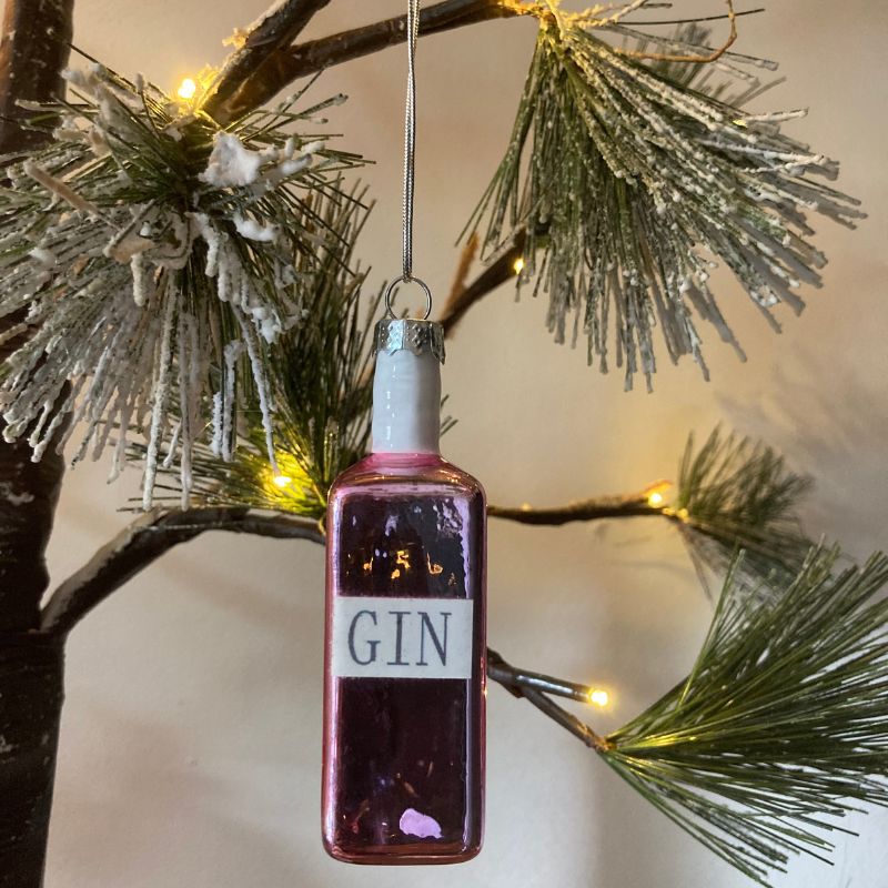 Pink Glass Gin Bottle Decoration