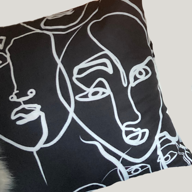 Black and White Abstract Design Cushion