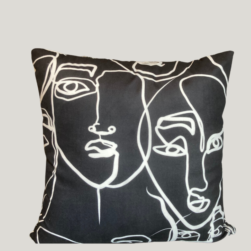 Black and White Abstract Design Cushion