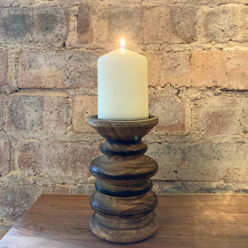 Wood Pillar Candle Holder