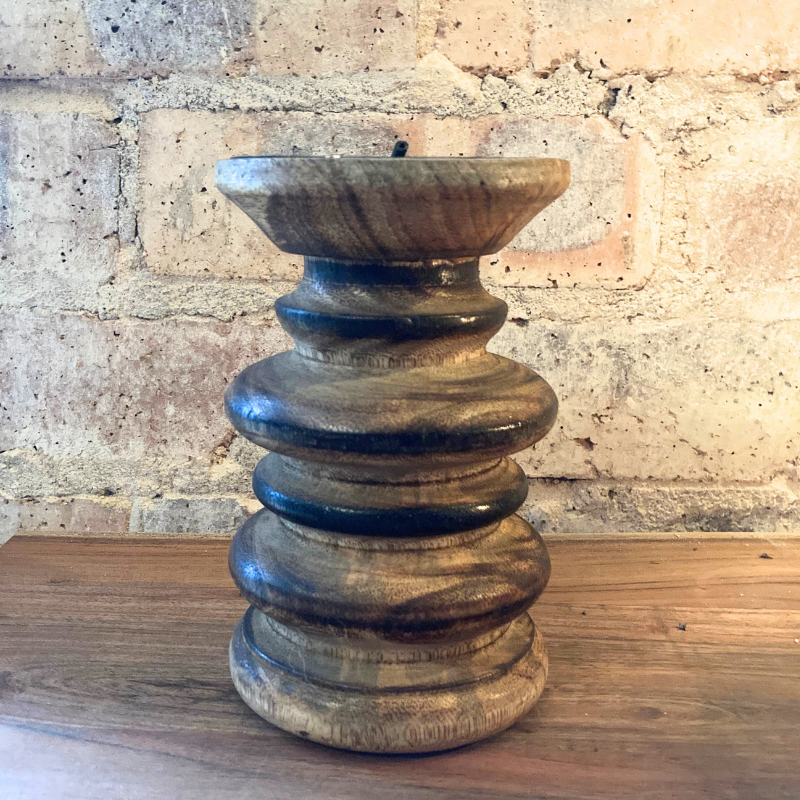 Wood Pillar Candle Holder