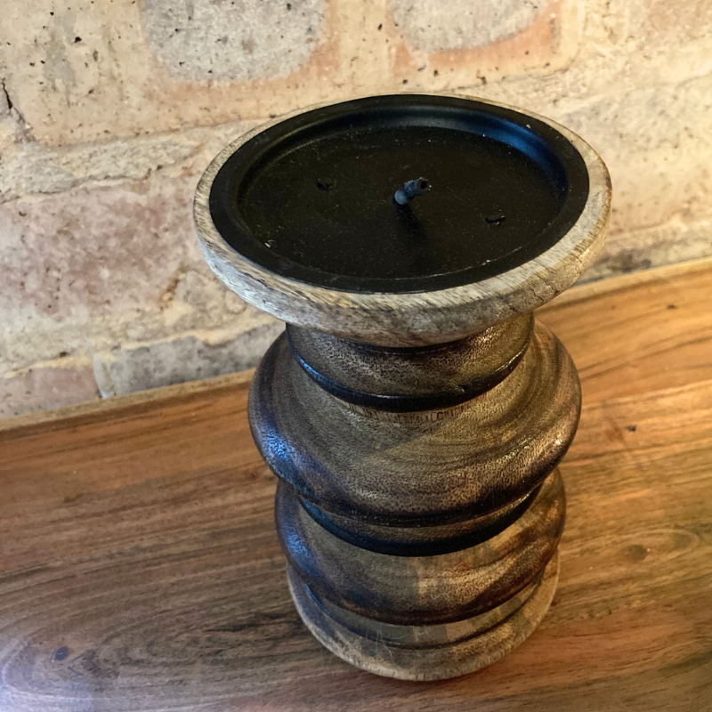 Wood Pillar Candle Holder