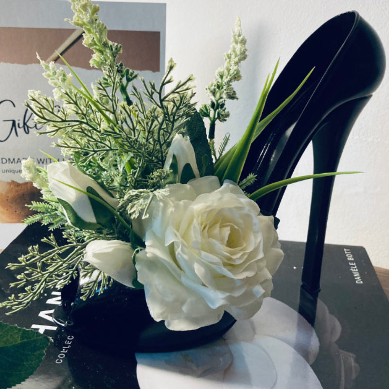 White Rose Stiletto Shoe Decoration