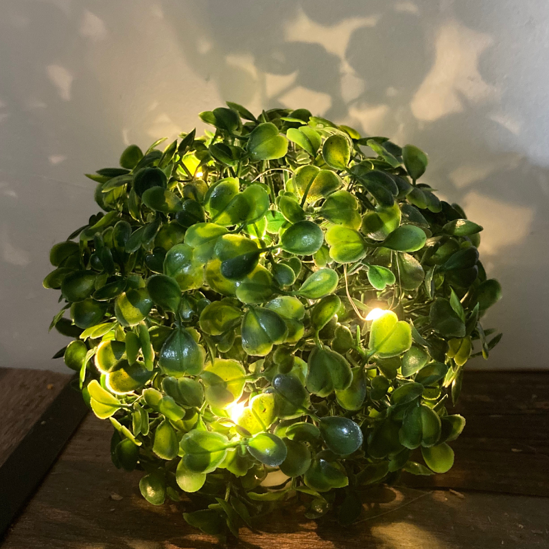 Green Topiary Ball with LED Lights