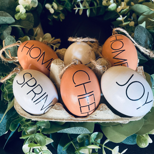 6 Wooden Spring Eggs