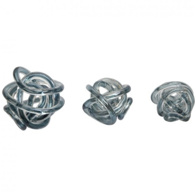 Fifty Five South Grey Glass Knot Ornaments (Set of 3)