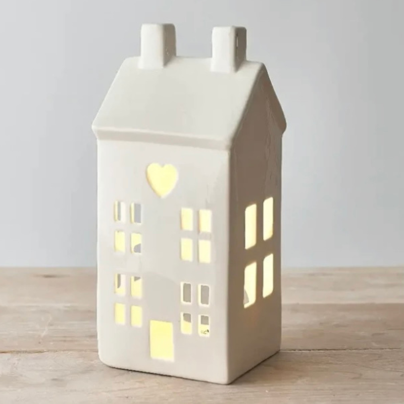 Ceramic House T-Light Holder with LED