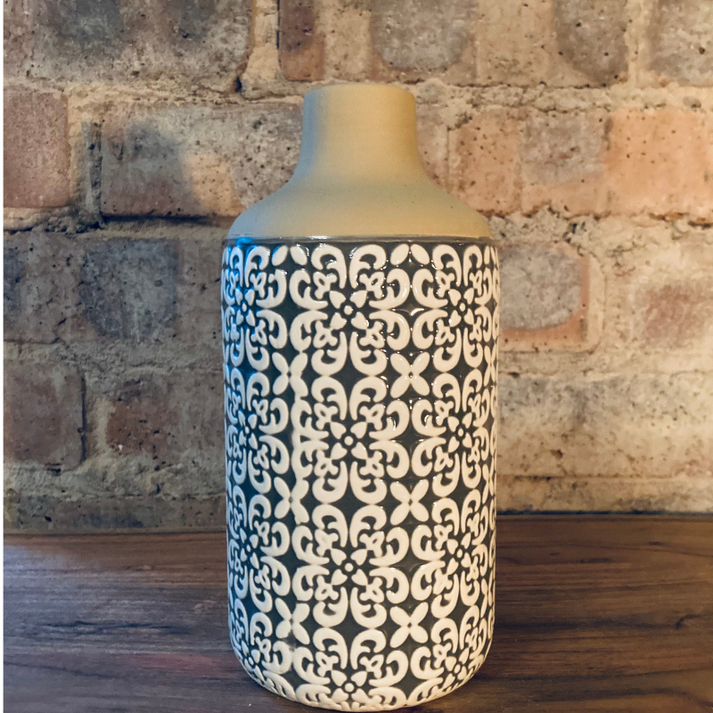 Grey Bottle Shaped Porcelain Vase