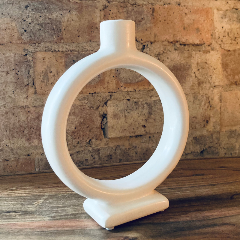 Large White Sculptural Candle Holder