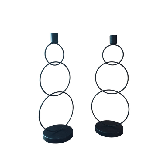 Tall Iron Circular Candle Holders (set of 2)