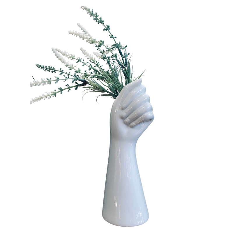 Handvase aus Keramik mit Mini-Blumenstrauß