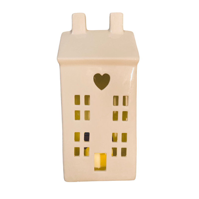 Ceramic House T-Light Holder with LED