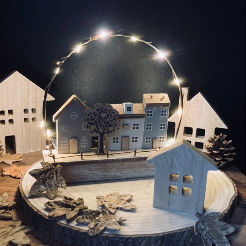 LED Wooden House Scene