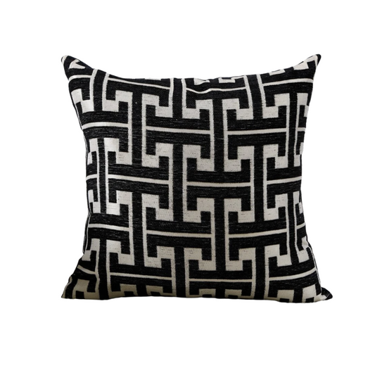 Geometric Black & Silver Cushion